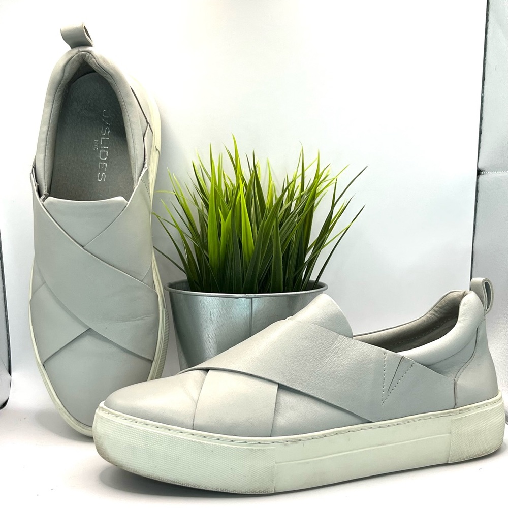 J/SLIDES Alec Cross Band Platform‎ Slip-on Sneaker light gray Size 8.5